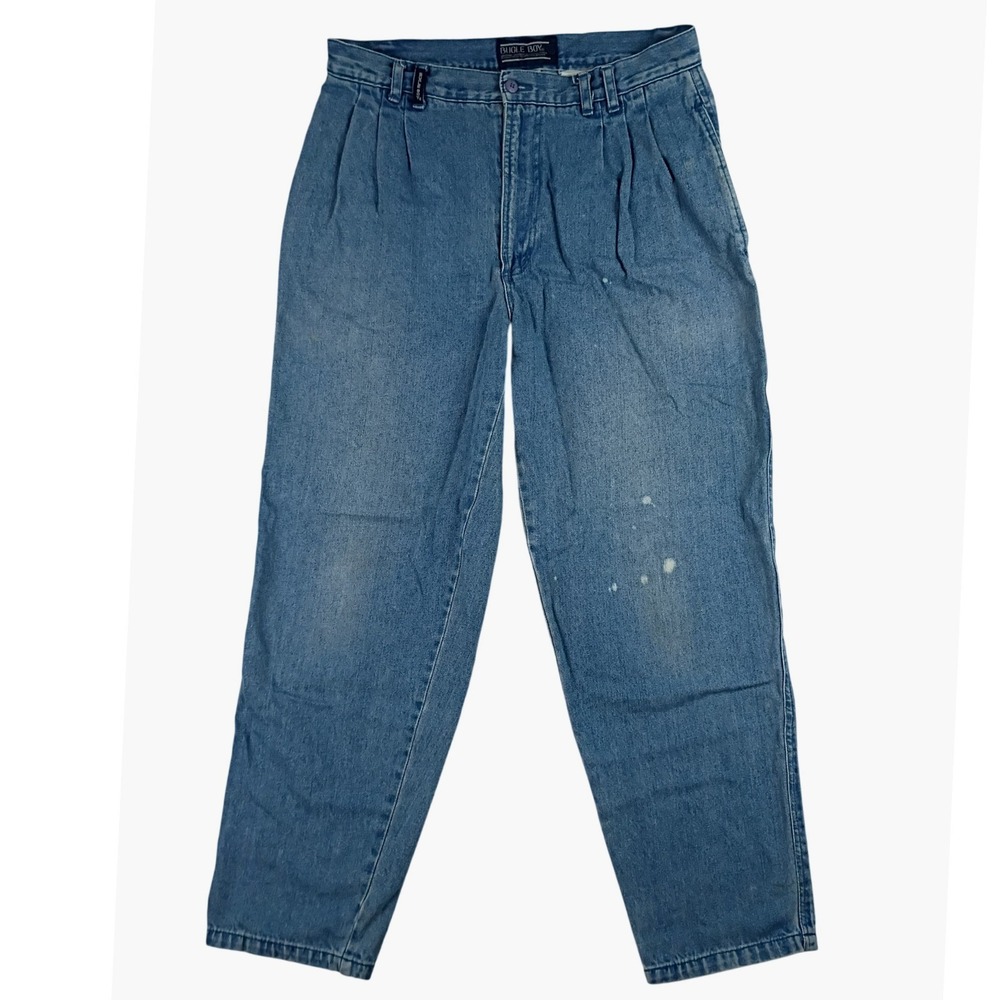 Bugle Boy Vintage Pleated Denim Jeans Mens 32x30 Blue Casual Skate 90s